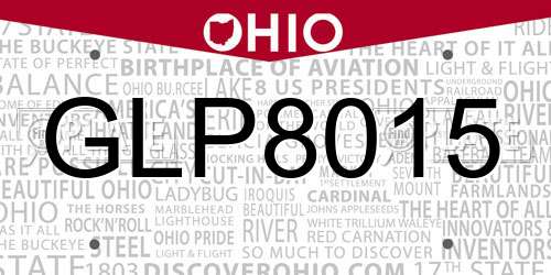 GLP8015 Ohio License Plate