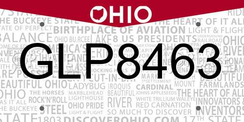 GLP8463 Ohio License Plate