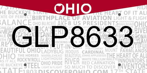 GLP8633 Ohio License Plate