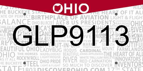 GLP9113 Ohio License Plate
