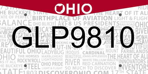 GLP9810 Ohio License Plate