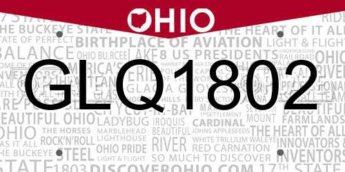 GLQ1802 Ohio License Plate