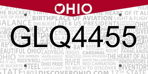 GLQ4455 Ohio License Plate