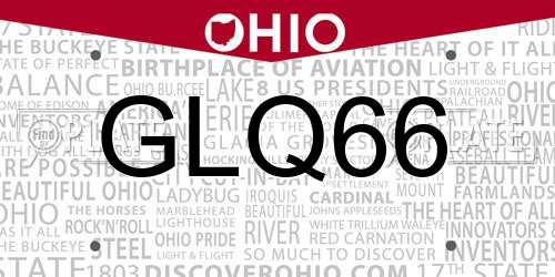 GLQ66 Ohio License Plate