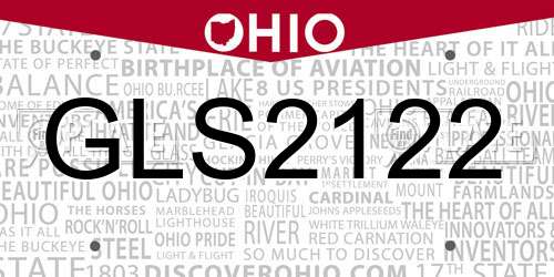 GLS2122 Ohio License Plate