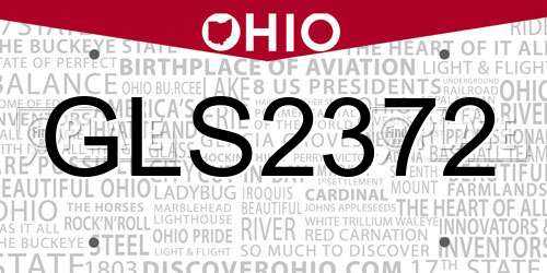 GLS2372 Ohio License Plate
