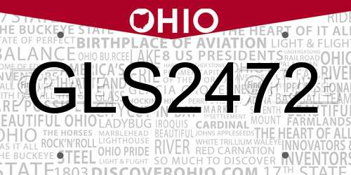GLS2472 Ohio License Plate
