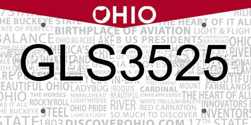 GLS3525 Ohio License Plate
