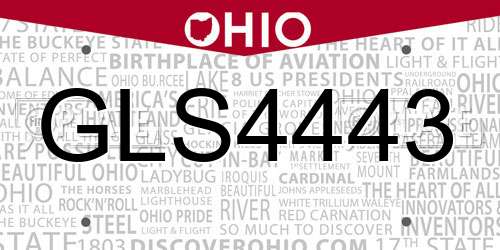 GLS4443 Ohio License Plate