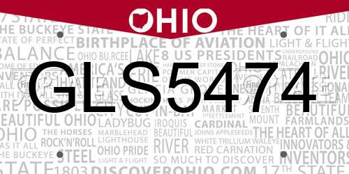 GLS5474 Ohio License Plate