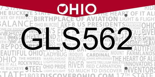 GLS562 Ohio License Plate