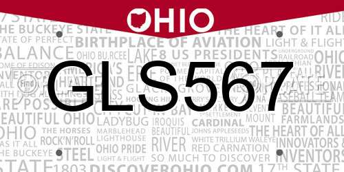 GLS567 Ohio License Plate