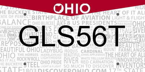 GLS56T Ohio License Plate