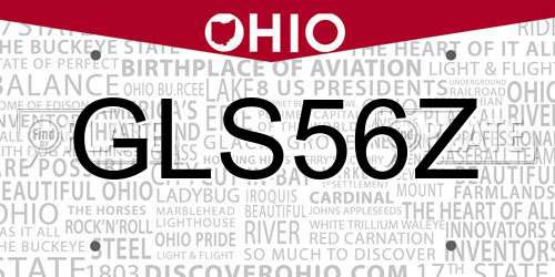 GLS56Z Ohio License Plate