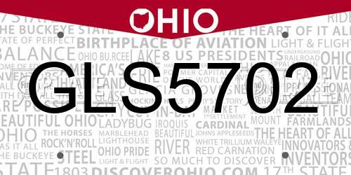 GLS5702 Ohio License Plate