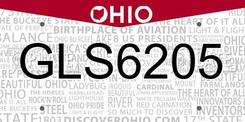 GLS6205 Ohio License Plate