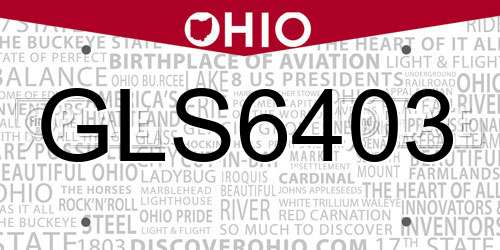 GLS6403 Ohio License Plate