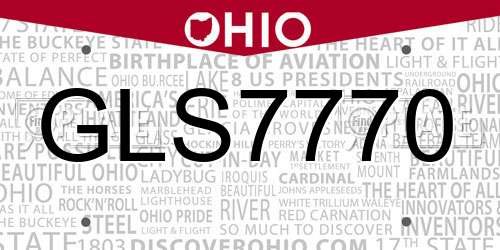 GLS7770 Ohio License Plate