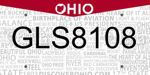GLS8108 Ohio License Plate
