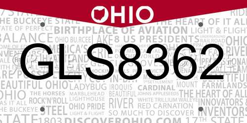 GLS8362 Ohio License Plate