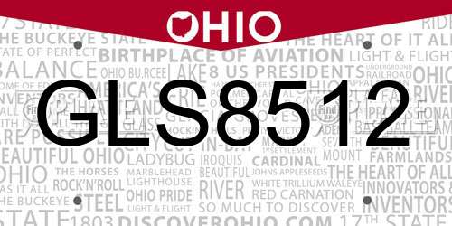 GLS8512 Ohio License Plate