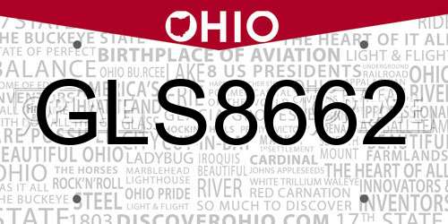 GLS8662 Ohio License Plate