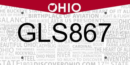 GLS867 Ohio License Plate