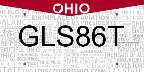 GLS86T Ohio License Plate