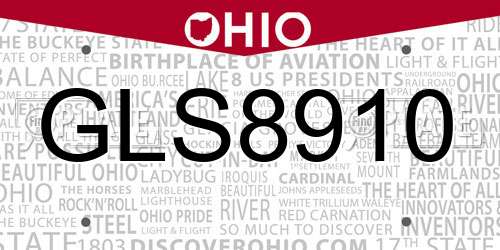 GLS8910 Ohio License Plate