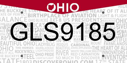 GLS9185 Ohio License Plate
