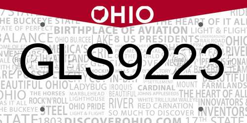 GLS9223 Ohio License Plate