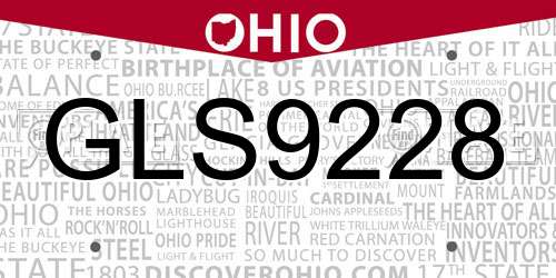GLS9228 Ohio License Plate