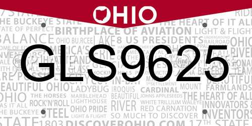 GLS9625 Ohio License Plate
