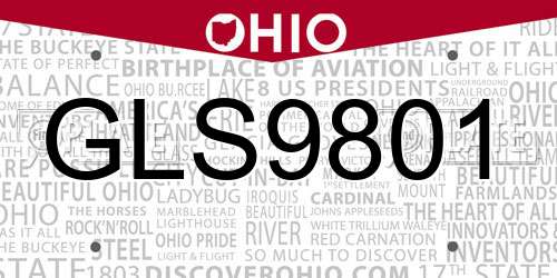 GLS9801 Ohio License Plate