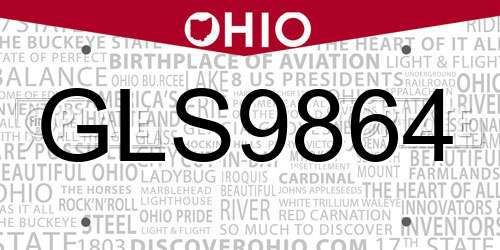 GLS9864 Ohio License Plate