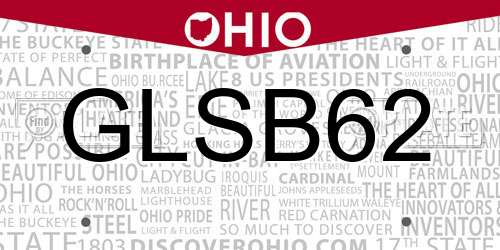 GLSB62 Ohio License Plate