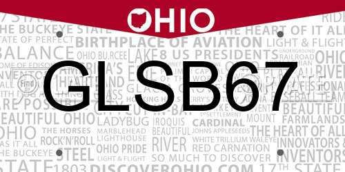 GLSB67 Ohio License Plate