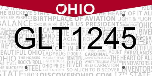 GLT1245 Ohio License Plate