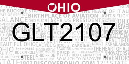 GLT2107 Ohio License Plate
