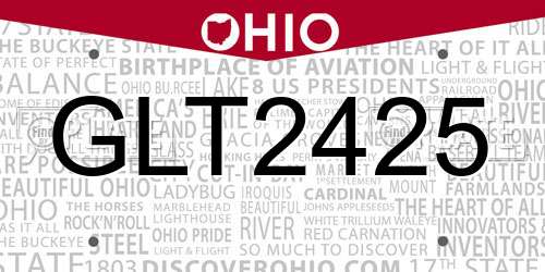 GLT2425 Ohio License Plate