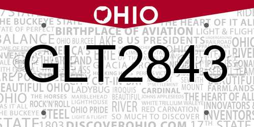 GLT2843 Ohio License Plate