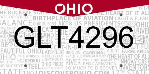 GLT4296 Ohio License Plate