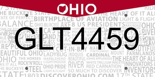 GLT4459 Ohio License Plate