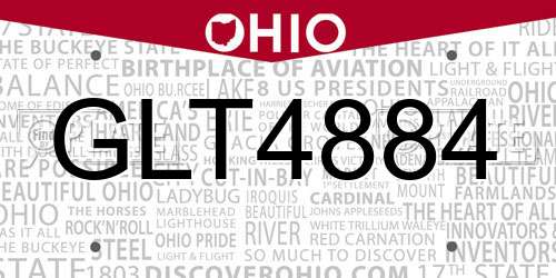 GLT4884 Ohio License Plate