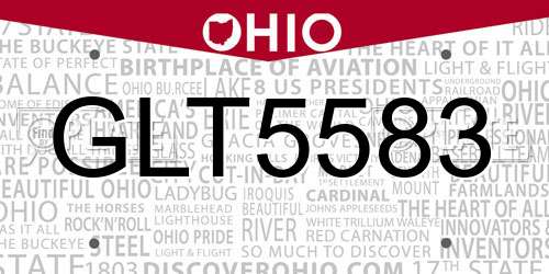GLT5583 Ohio License Plate