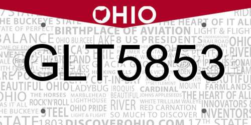 GLT5853 Ohio License Plate