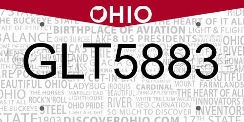 GLT5883 Ohio License Plate