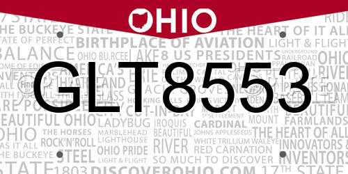 GLT8553 Ohio License Plate