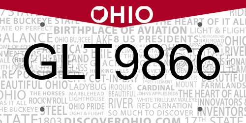 GLT9866 Ohio License Plate