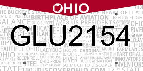 GLU2154 Ohio License Plate